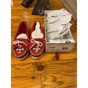 Red Minnetonka Moccasins Never Worn